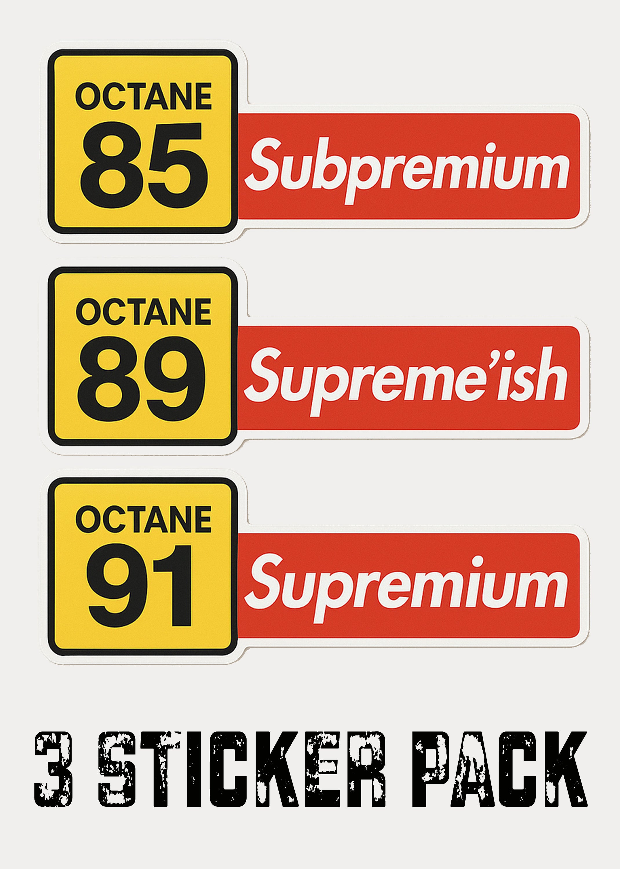 Supreme Octane Fuel Sticker Pack - High... and Low Octane Sticker Deca ...