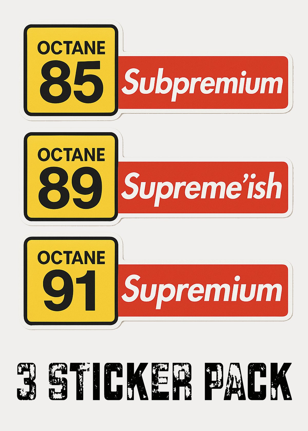 Hi Low Off Sticker Supreme Octane Fuel Sticker Pack - High... and Low Octane Sticker Deca ...